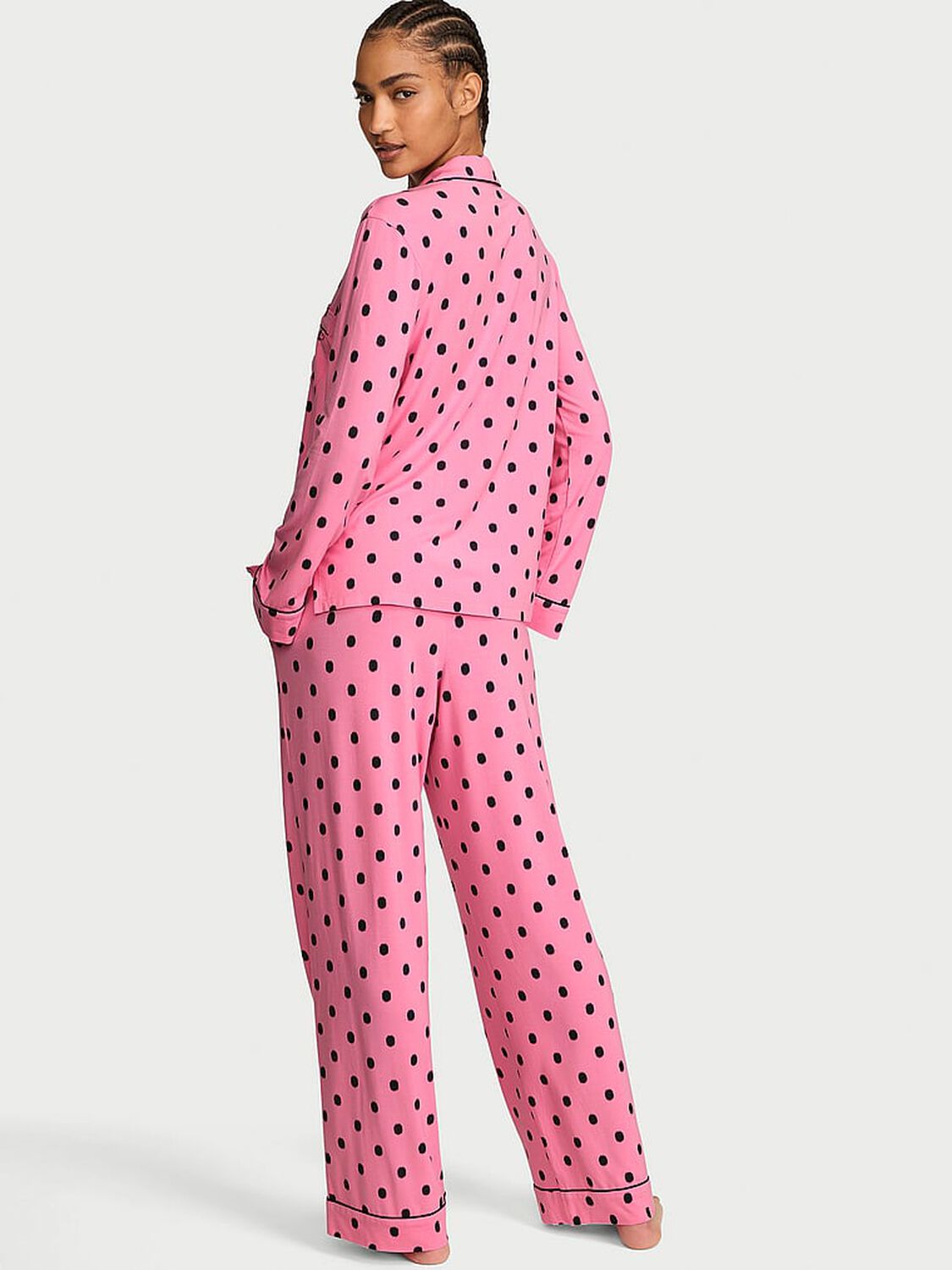 vs Victoria's Secret SoSoft&trade; Modal Long Pajama Set Pink Dot 2 of 3 