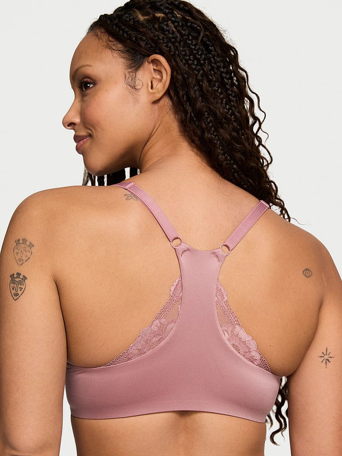 vs Body By Victoria Perfect Shape Lace Racerback Push-Up Bra Nostalgia Rose 2 of 3 