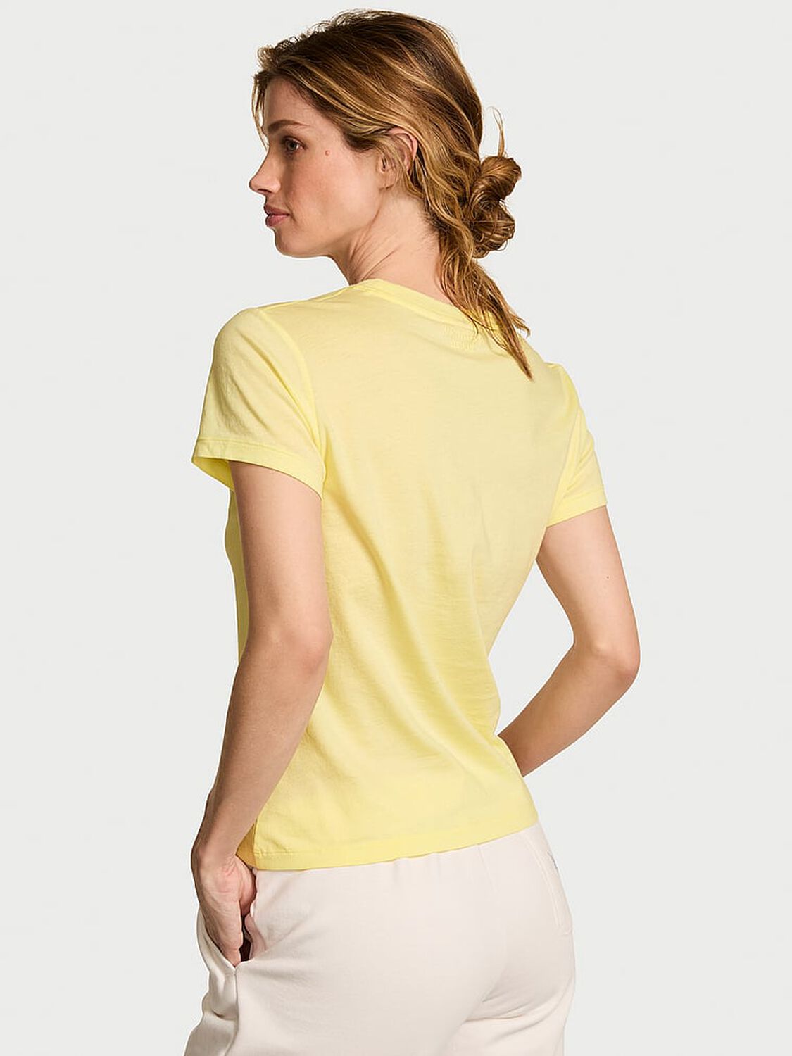 vs Victoria's Secret Mix & Match Sleep Perfect Cotton Tee Lemonade 2 of 4 