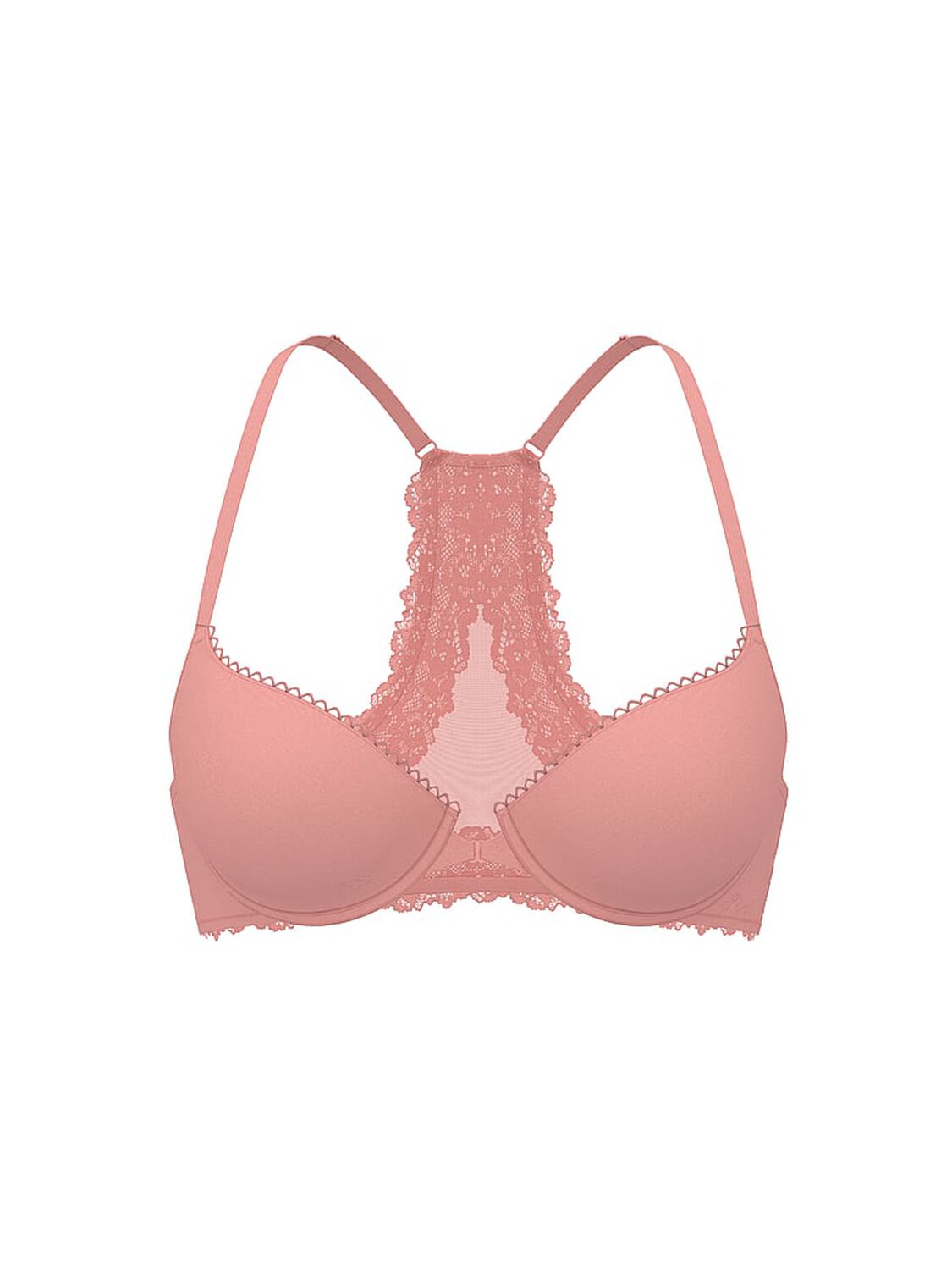 vs Body By Victoria Lightly Lined Lace Racerback Demi Bra Blush Pink 3 of 3 