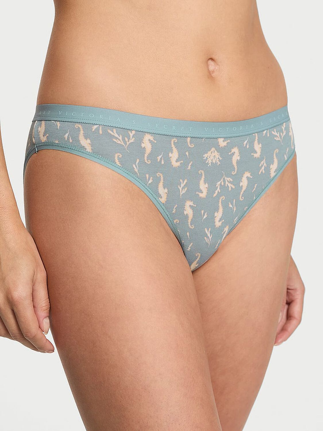 vs Victoria's Secret Body by Victoria Stretch Cotton Bikini Panty Jupiter Blue Seahorses 1 of 3 