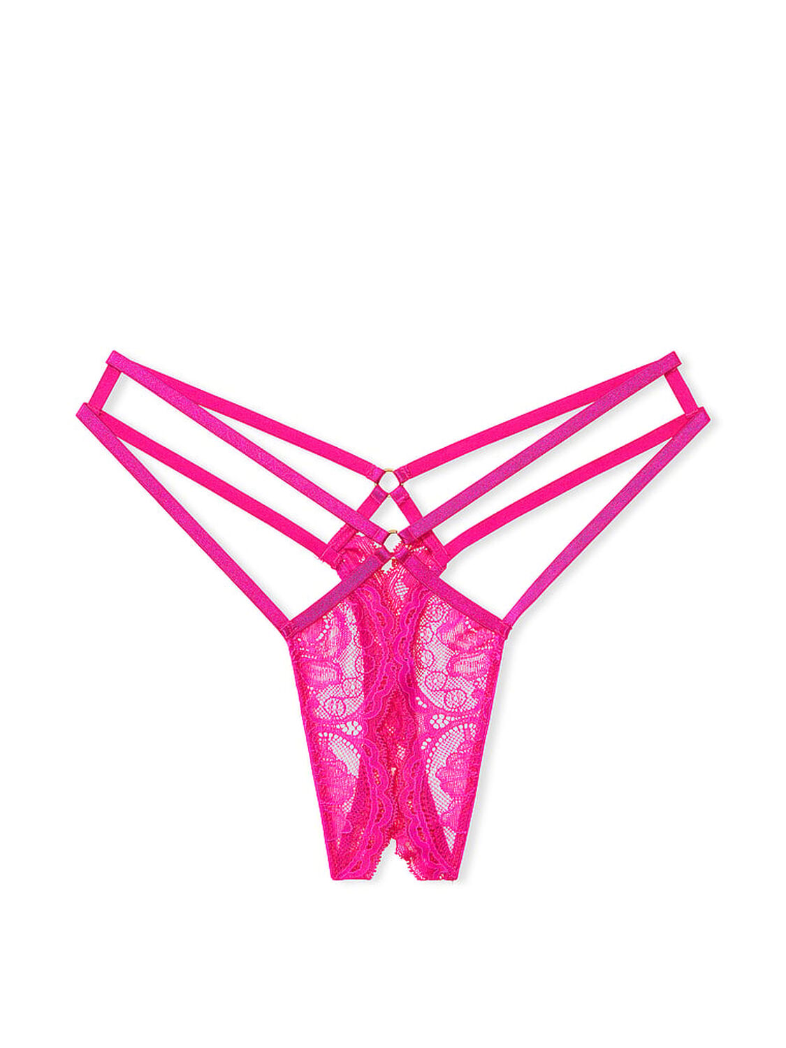 vs Very Sexy Crotchless Lace Strappy Thong Panty Forever Pink 3 of 3 