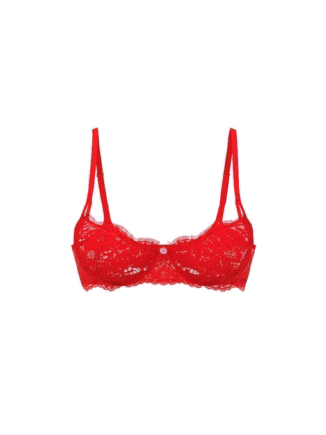 vs Dream Angels Wicked Unlined Lace Balconette Bra Bright Vermillion 3 of 3 