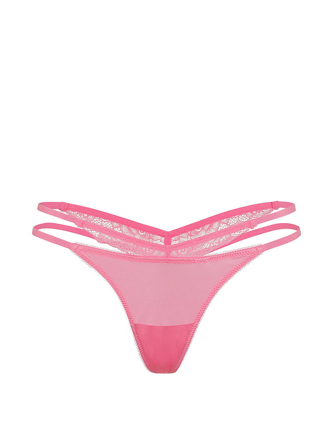 vs Very Sexy Rose Lace-Trim Strappy Cut-Out V-String Panty Sexy Little Pink 3 of 3 