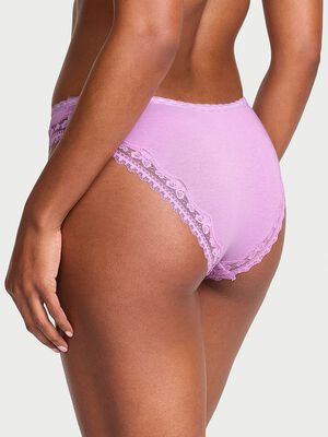 Cotton Bow Lace-Trim Bikini Panty