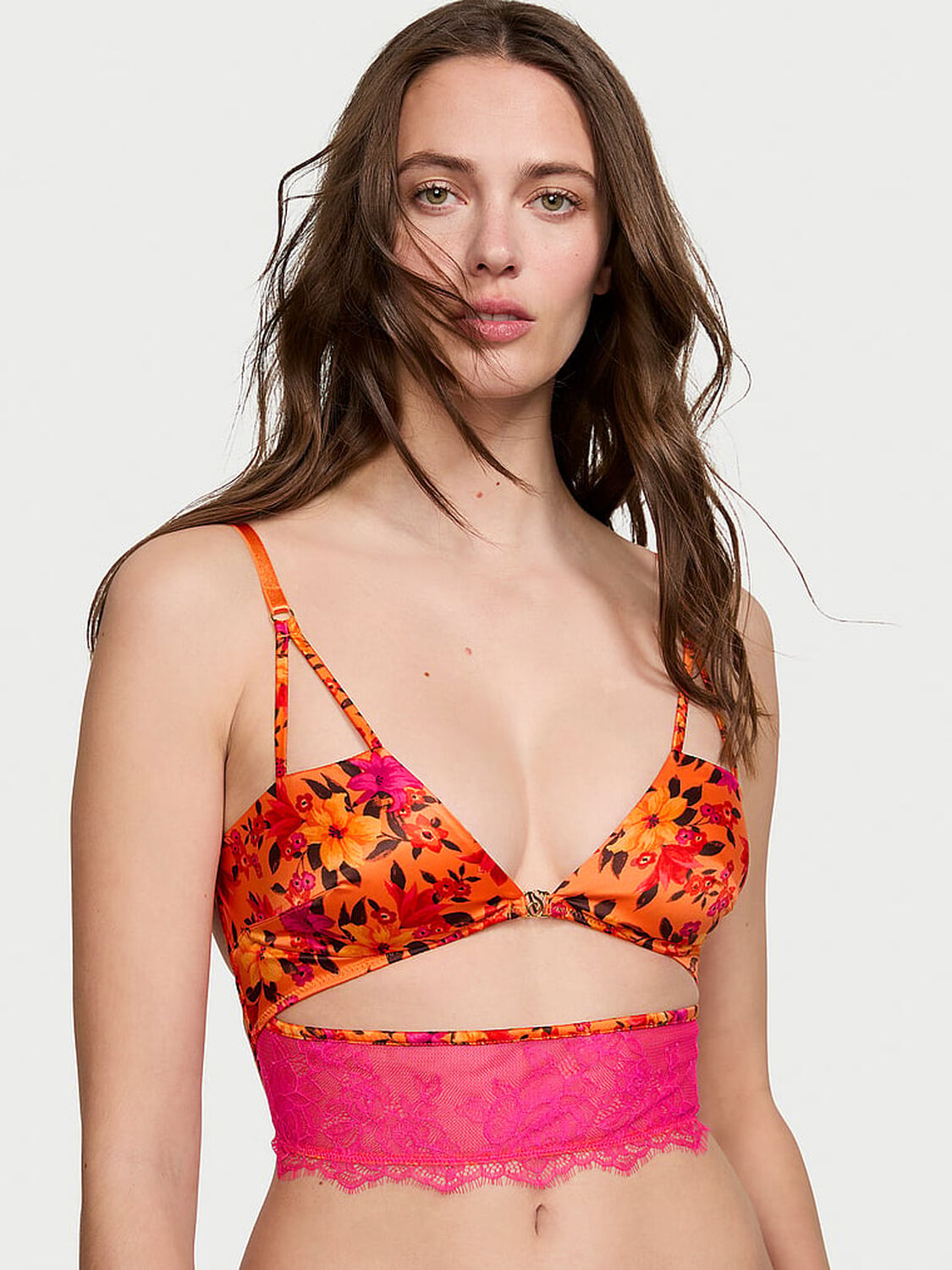 vs Very Sexy Tropical Satin Lace Cutout Bra Top Island Vibes 1 of 5 