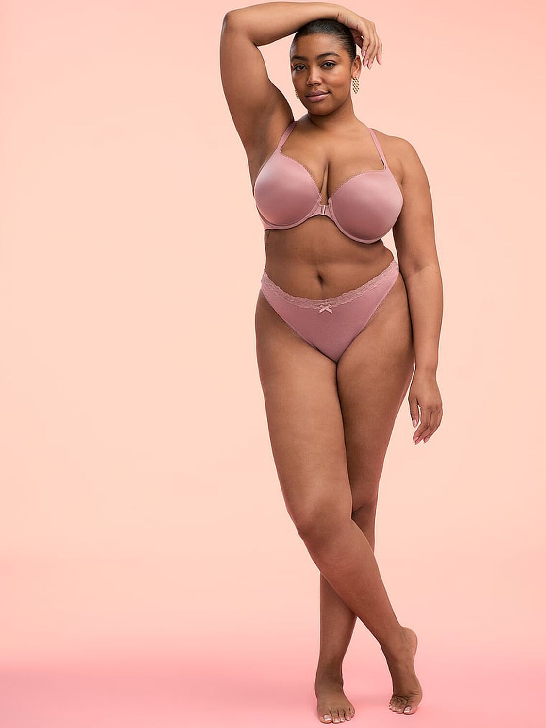 vs Victoria's Secret Stretch Cotton Lace-Waist Bikini Panty Nostalgia Rose 3 of 4 