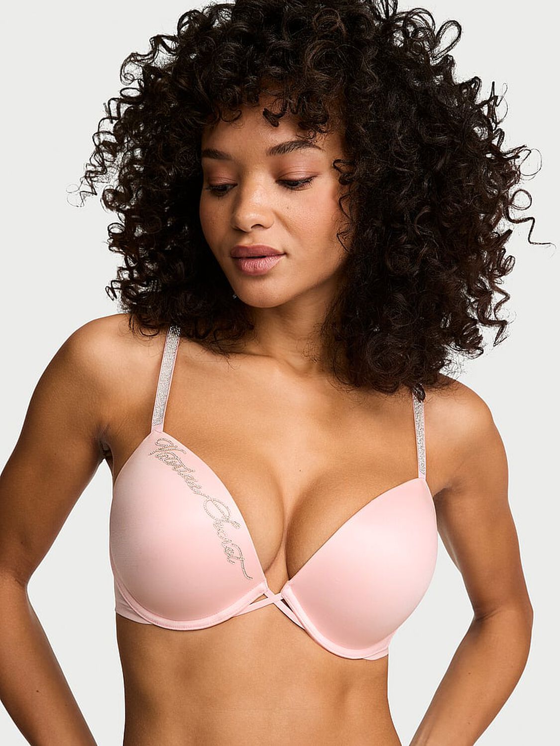 vs Very Sexy Shine Script Push-Up Bra Angel Pink 1 of 3 