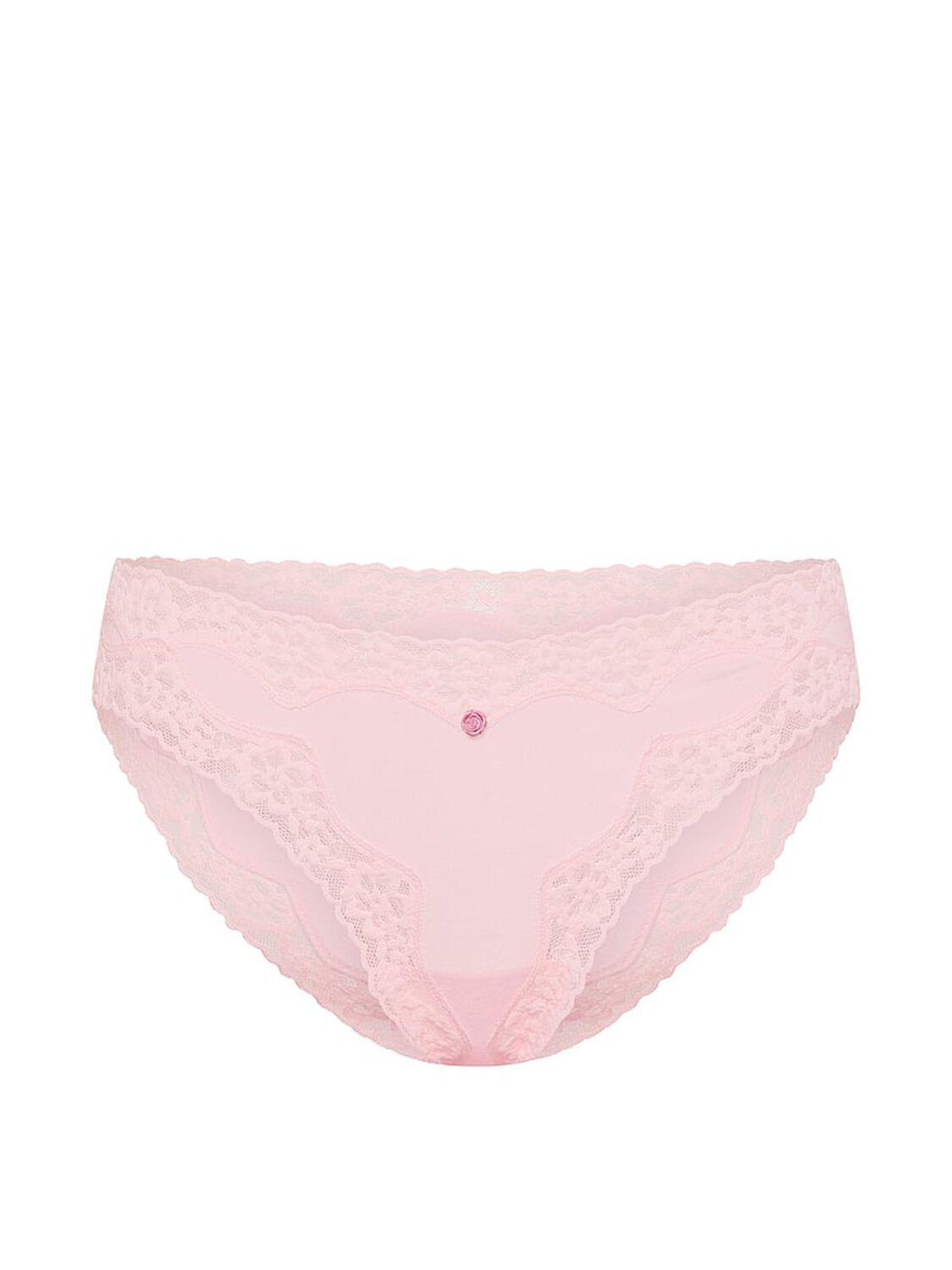 vs Lace Trim Cotton Lace-Waist Bikini Panty Angel Pink 3 of 3 