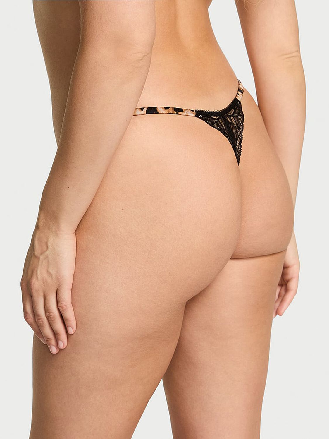 vs Very Sexy Satin Lace-Back Thong Panty Leopard 2 of 3 