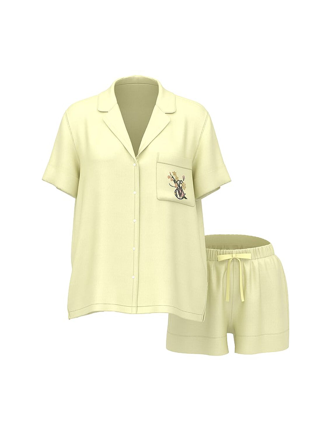 vs Victoria's Secret Signature Satin Short Pajama Set Lemonade 3 of 3 