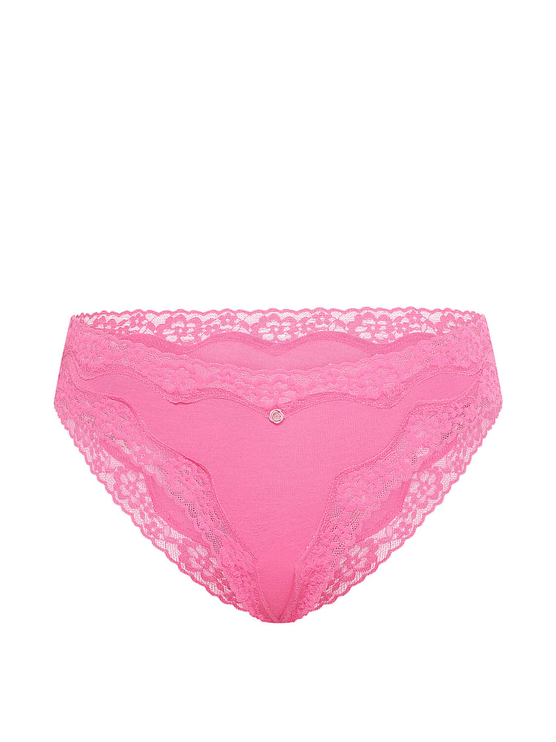 vs Lace Trim Cotton Lace-Waist Bikini Panty Pink Radiance 3 of 3 