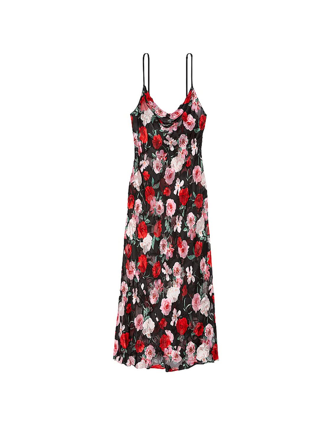 vs Victoria's Secret Atelier Victoria's Secret Noir Burnout Satin Plunge Gown Black Floral 1 of 2 