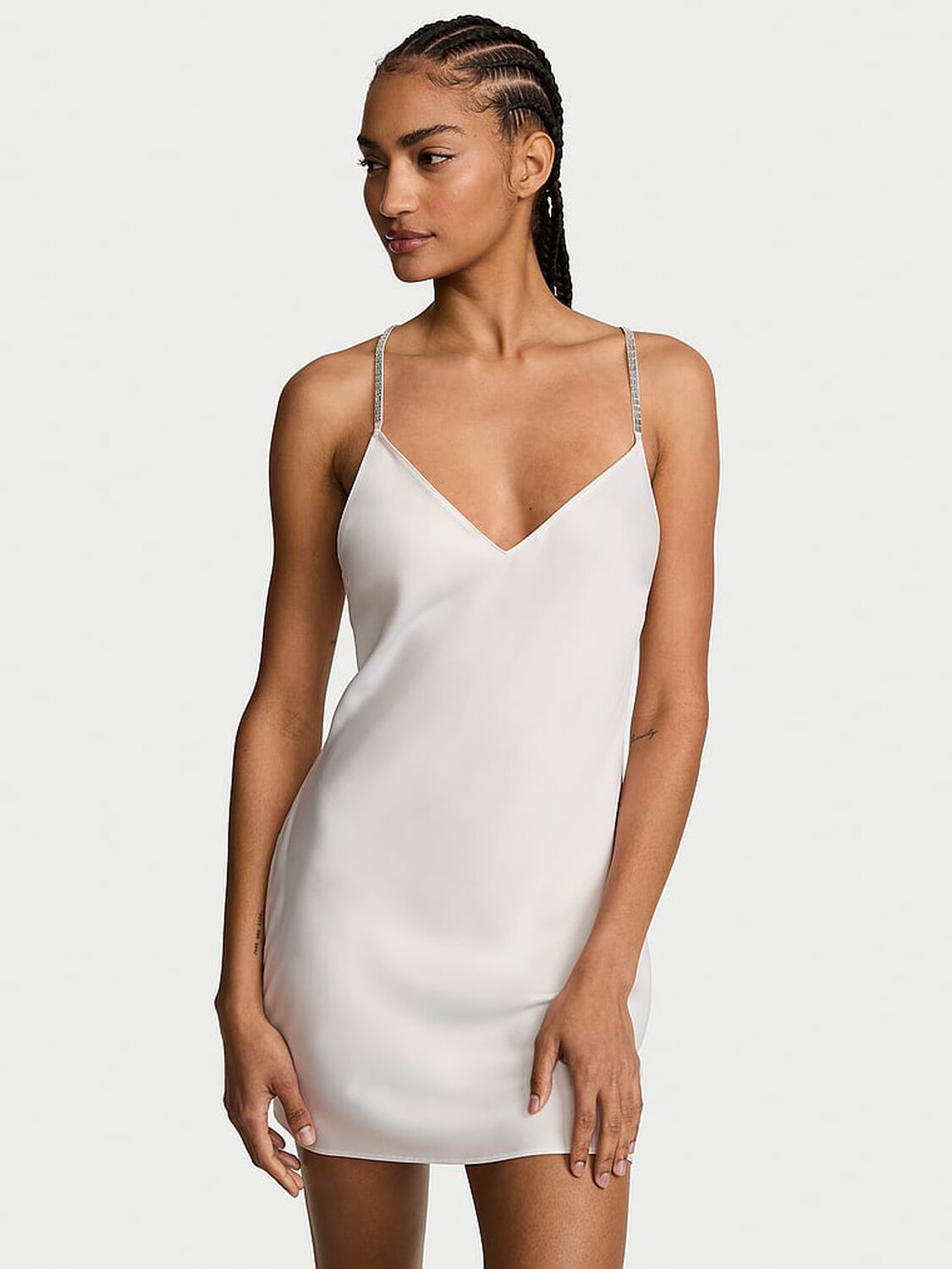 vs Very Sexy Crystal Bow Satin Mini Slip 1 of 2 
