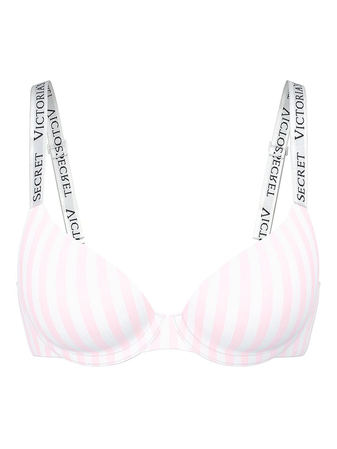 vs The T-Shirt Lightly Lined Demi Bra Pink Stripes 1 of 3 