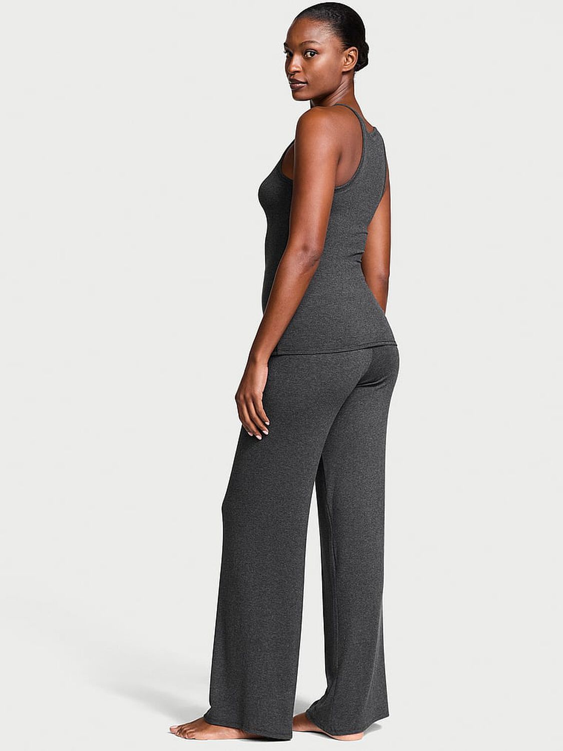 vs Victoria's Secret Ribbed Modal Cami & Pants Set Charcoal Heather Grey 2 of 4 