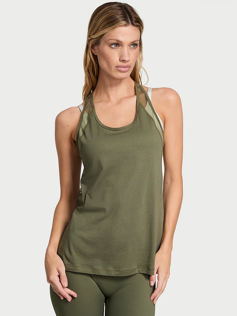 VSX Cotton Jersey Racerback Tank Top Desert Cactus | Victoria's