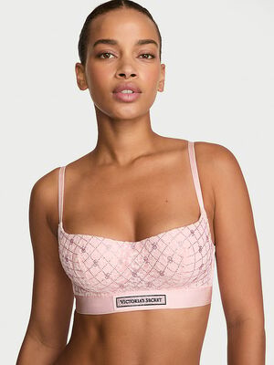 Lace Shine Logo Lightly Lined Balconette Bra