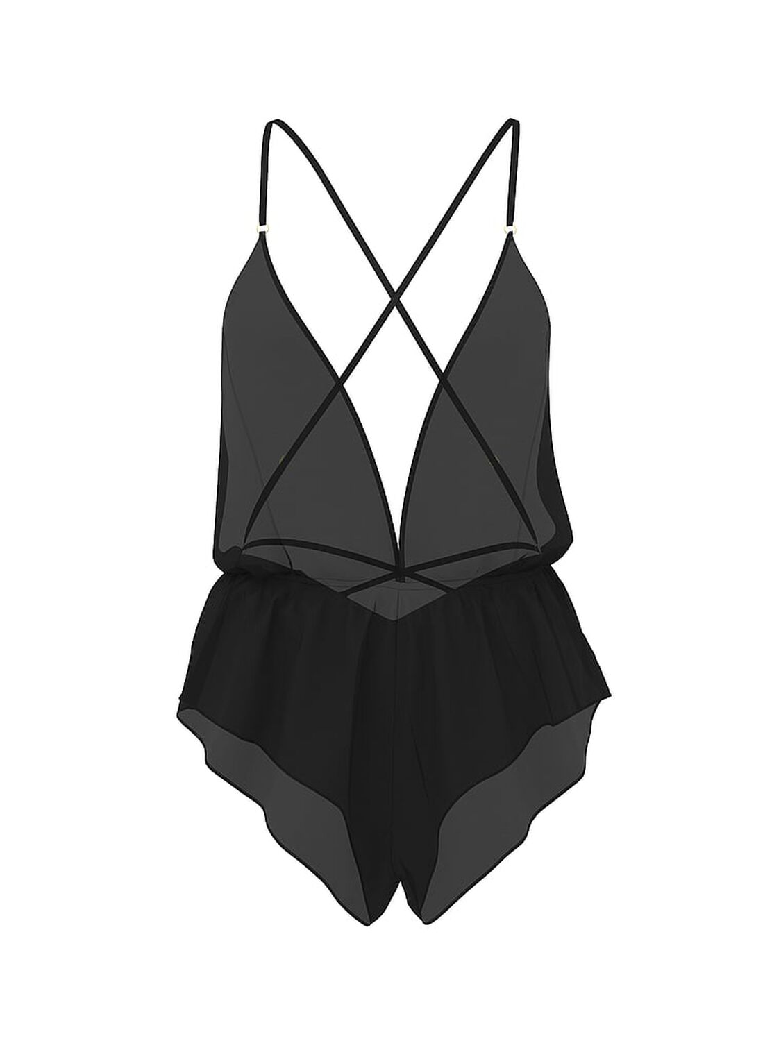 vs Very Sexy Chiffon Plunge Lace-Up Flutter Romper Black 3 of 3 