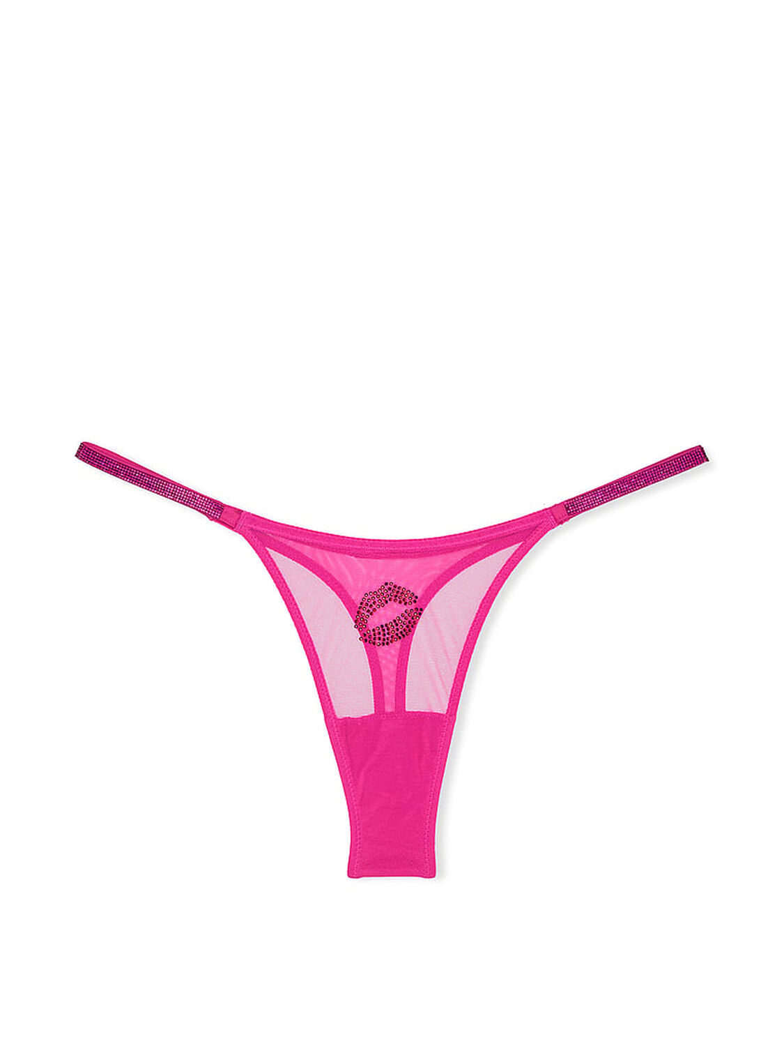 vs Very Sexy Flirty Mesh Shine Strap Thong Panty Fuchsia Frenzy 3 of 3 