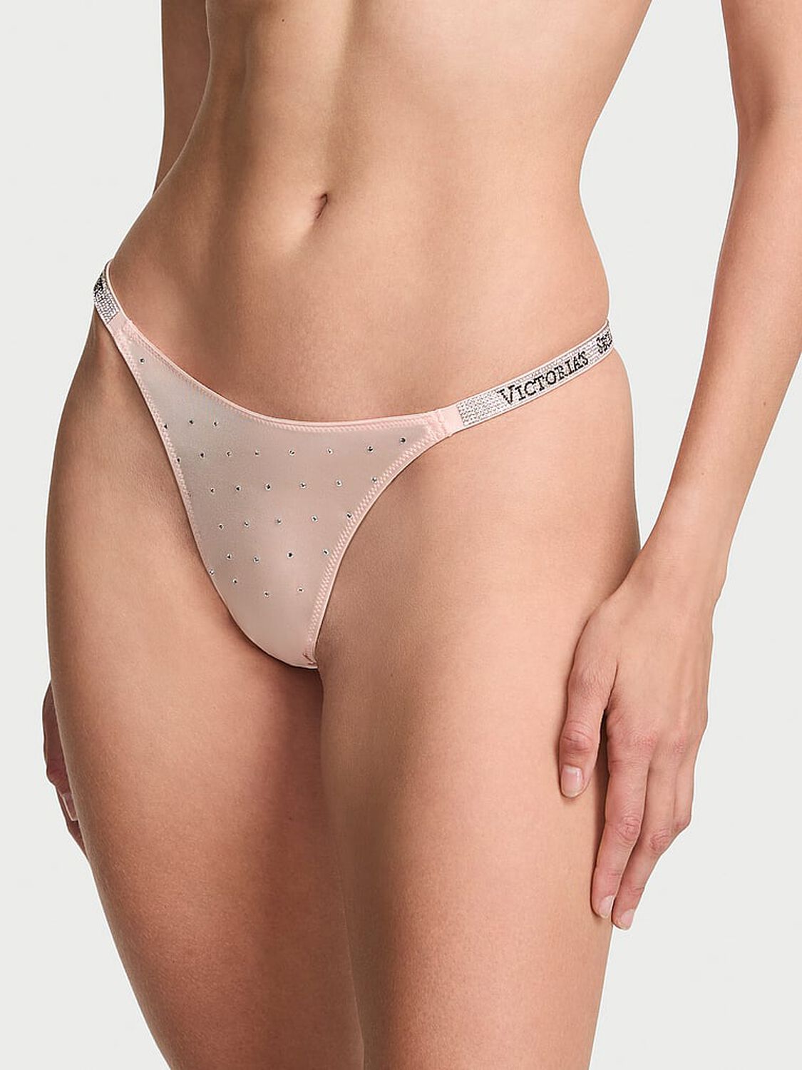 vs Very Sexy Shine Strap Dot Thong Panty Purest Pink 1 of 3 