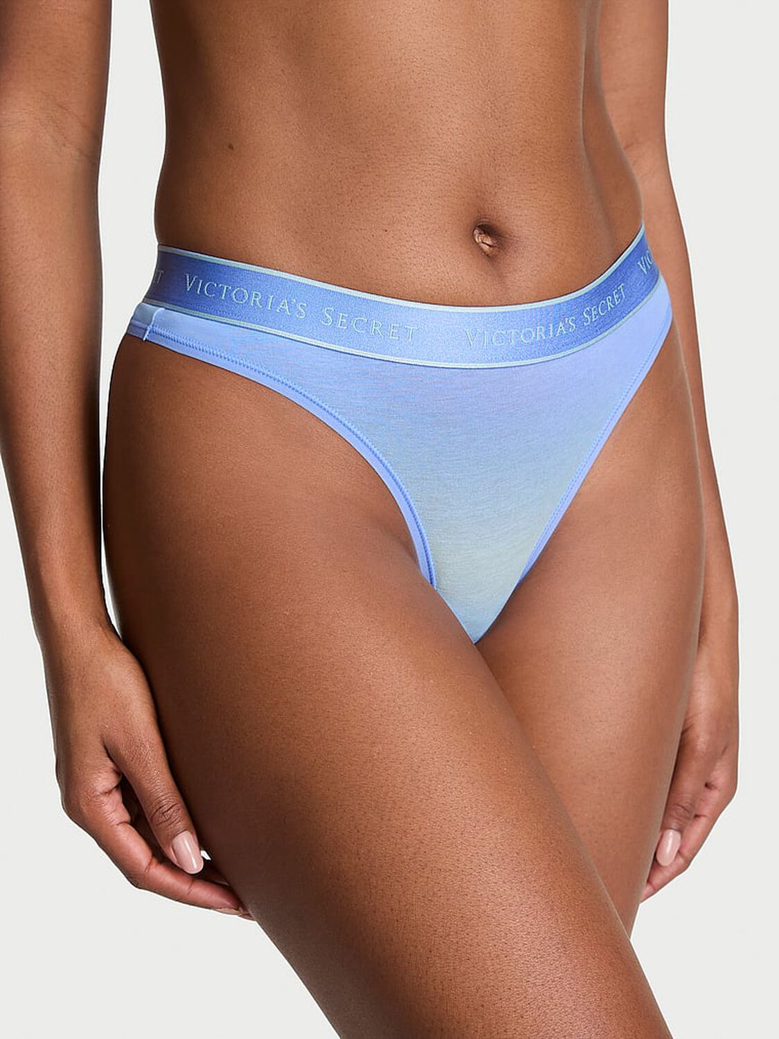 vs Cotton Logo Cotton Thong Panty Blue Ombre 1 of 2 