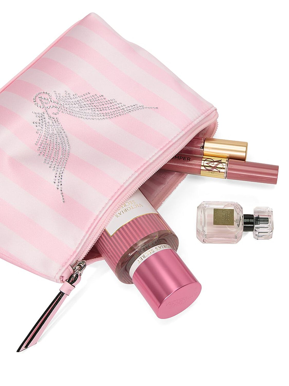 vs Victoria's Secret Satin Pouch Heritage Stripe Diamante 3 of 3 