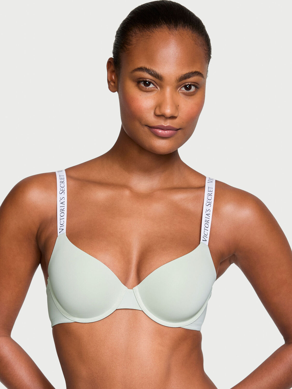 vs The T-Shirt Lightly Lined Demi Bra Pale Sky Grey 1 of 3 