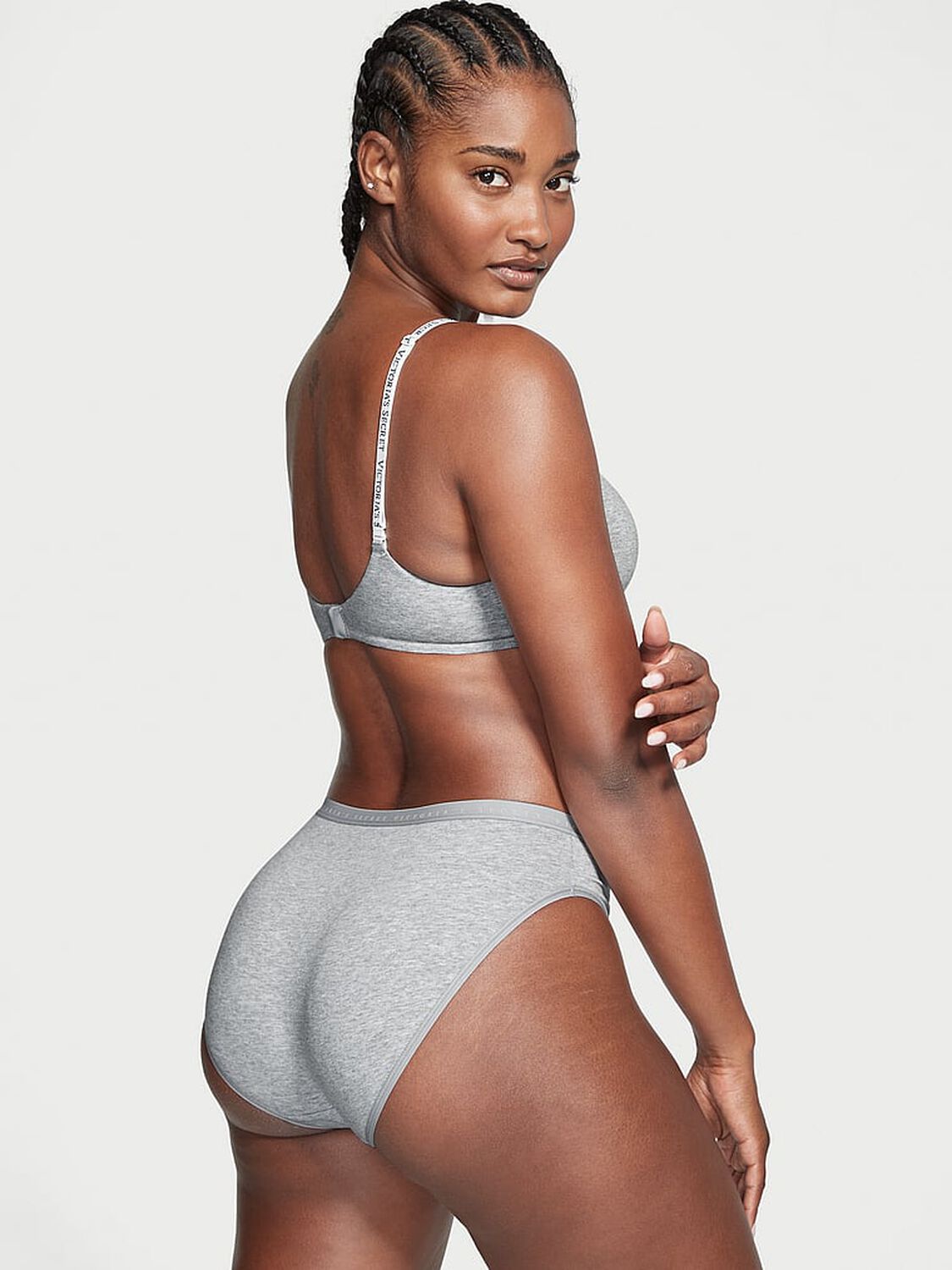 vs Victoria's Secret Stretch Cotton High-Leg Brief Panty Medium Heather Grey 2 of 3 