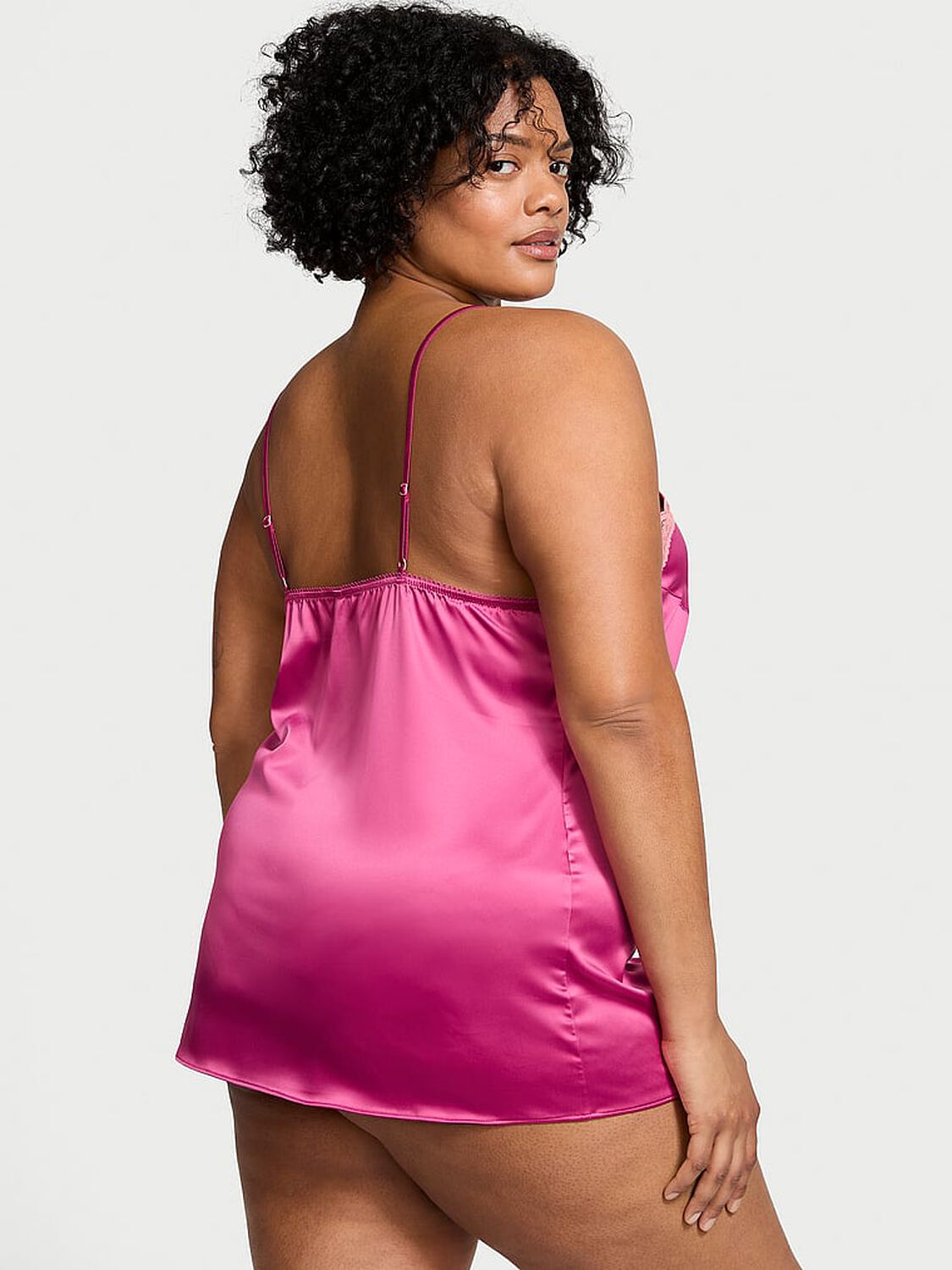 vs Victoria's Secret Tease Satin Lace-Trim Mini Slip Luscious Rose 2 of 3 