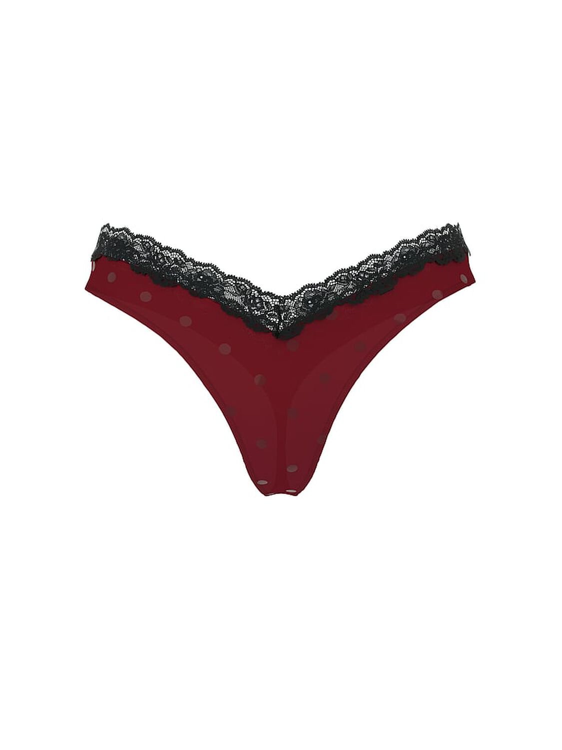 vs Very Sexy Lace-Trim High-Leg Thong Panty Sangria Red 3 of 4 
