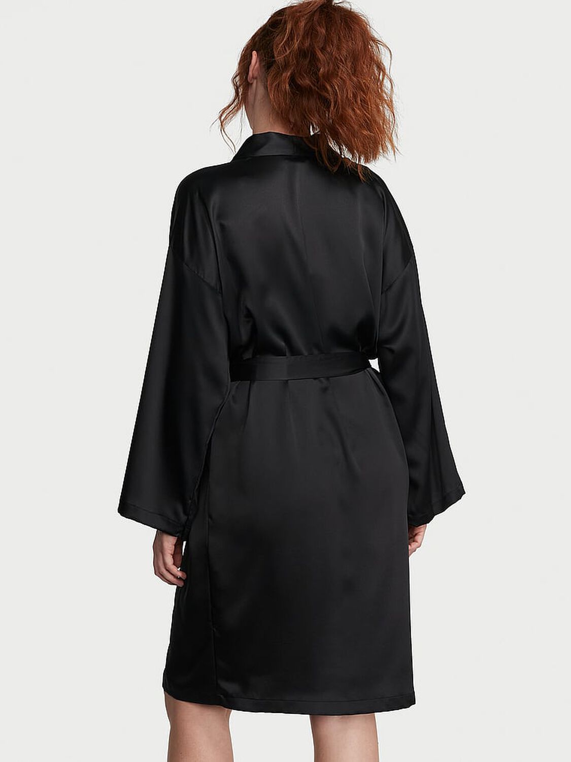 vs Victoria's Secret Satin Midi Robe Black 2 of 3 