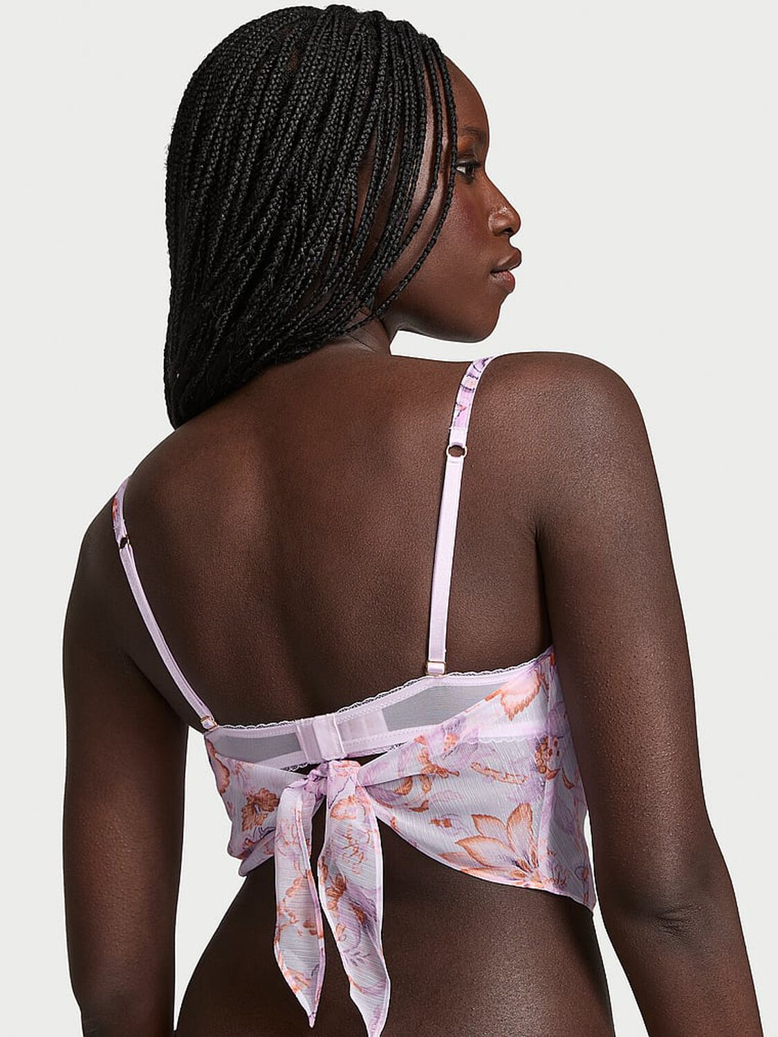 vs Victoria's Secret Vintage Blossom Chiffon Handkerchief Bra Top Delicate Violet Floral 2 of 3 