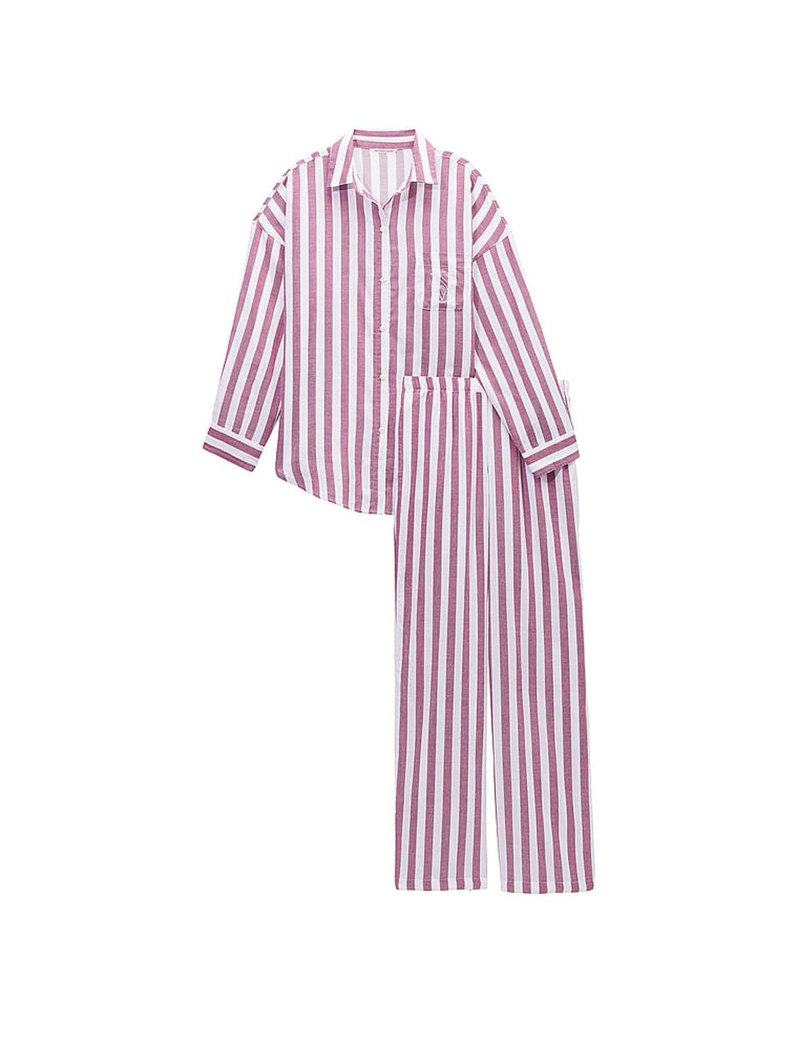 vs Victoria's Secret Modal-Cotton Long Pajama Set Pink Rouge Stripes 3 of 4 