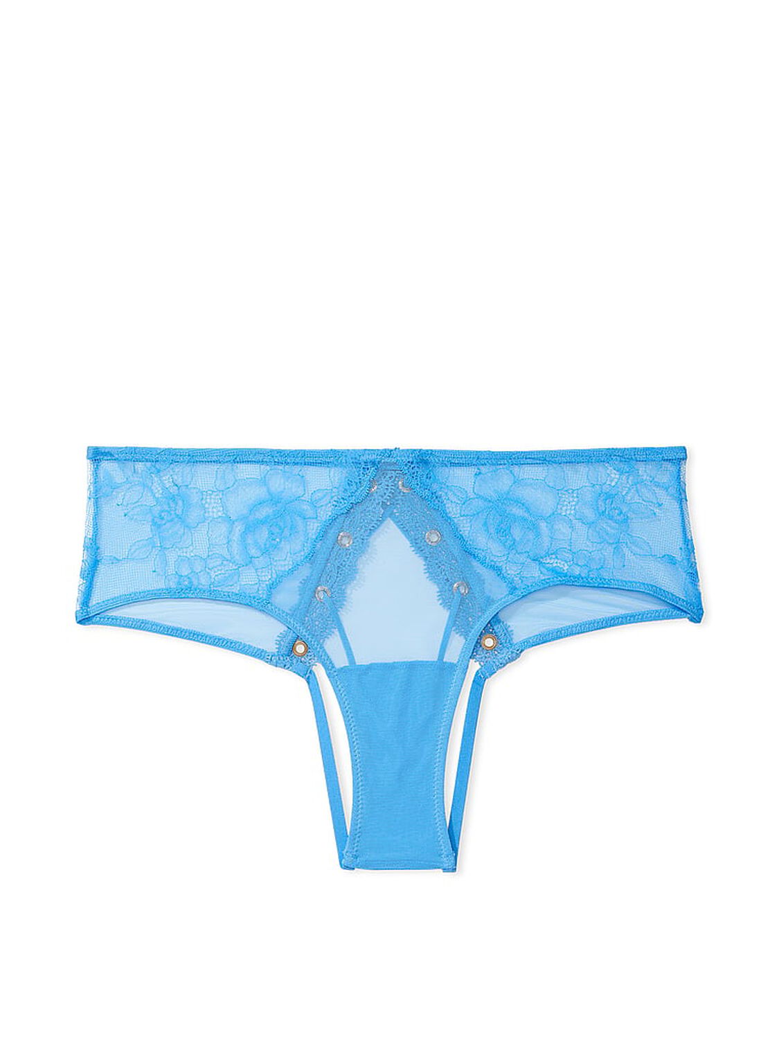 vs Very Sexy Rose Lace & Grommet Open-Back Cheeky Panty Capri Blue 3 of 4 