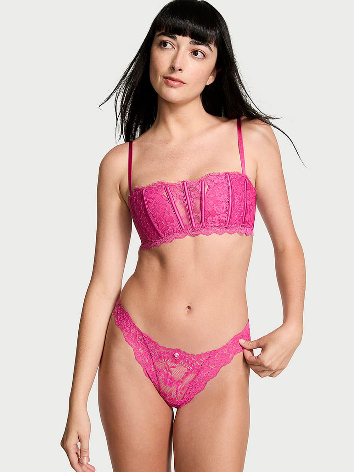 vs Dream Angels Lace Lightly Lined Bandeau Luscious Rose 4 of 4 