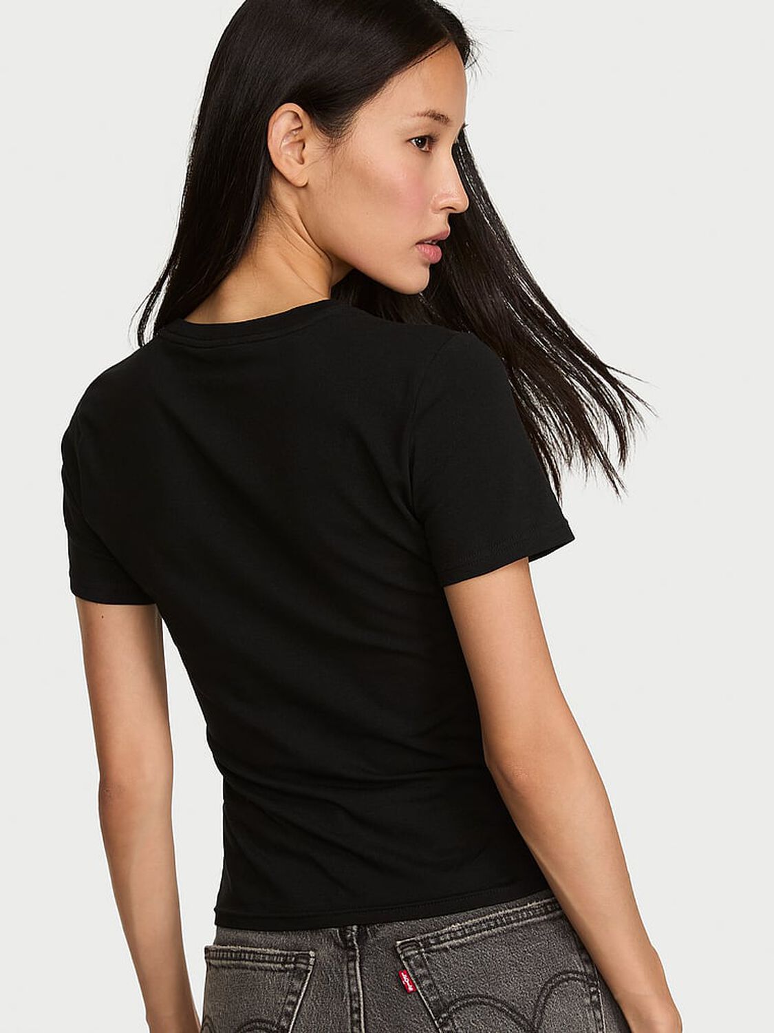 vs Angel Essentials Stretch Cotton Fitted Tee Black 2 of 3 