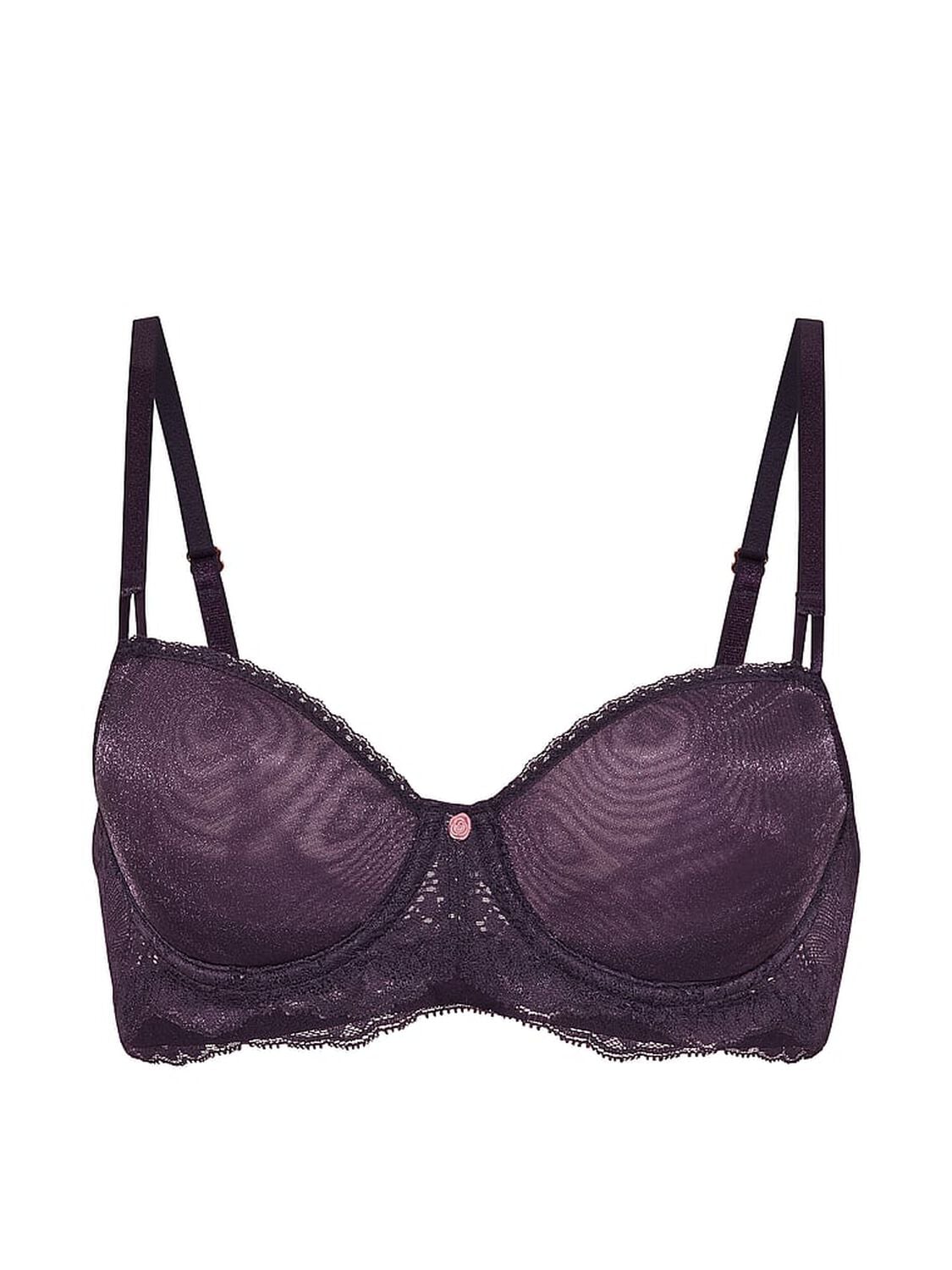vs Dream Angels Wicked Sheer Shimmer Unlined Balconette Bra Shadow Purple 3 of 4 