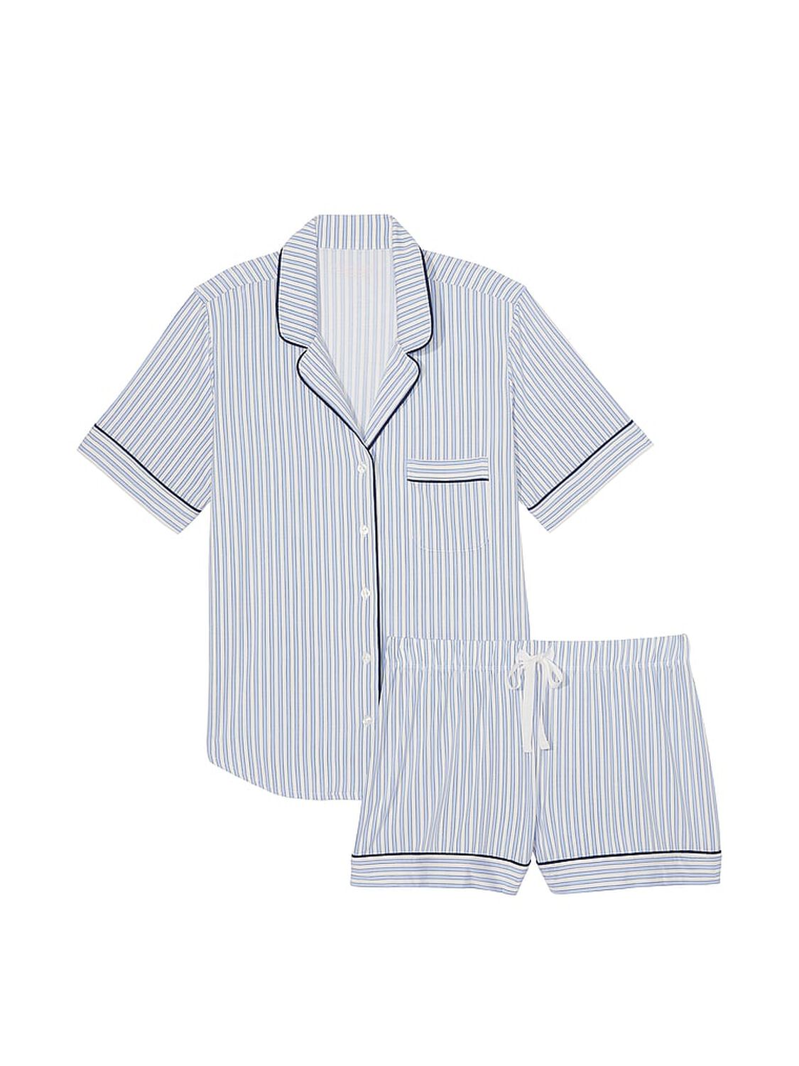 vs Victoria's Secret Modal Short Pajama Set Blue Crescent Stripes 3 of 4 