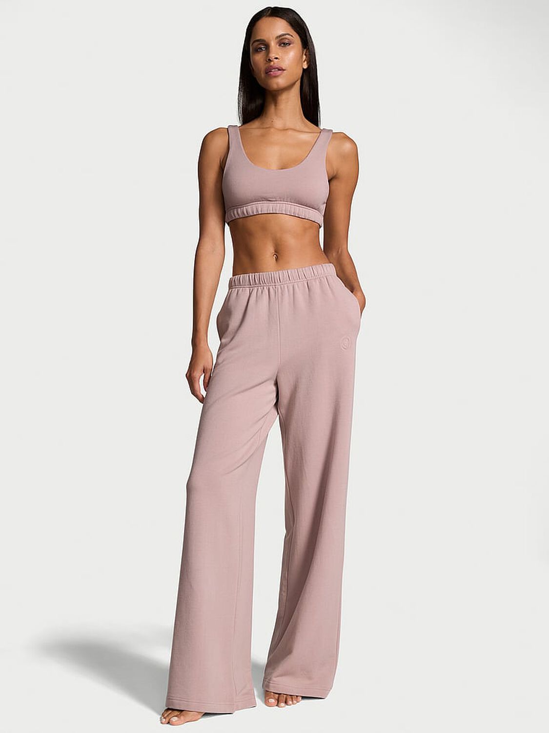 vs Victoria's Secret Brushed Modal Fleece Wide-Leg Lounge Pants French Mauve 1 of 4 