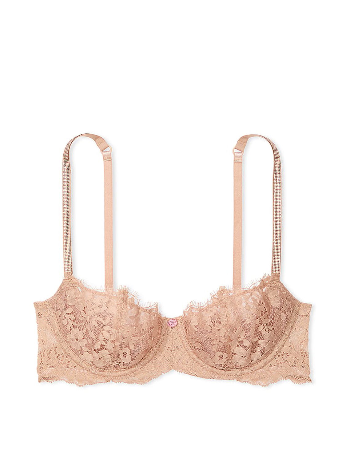 vs Dream Angels Wicked Twinkle Strap Unlined Lace Balconette Bra Praline 3 of 4 