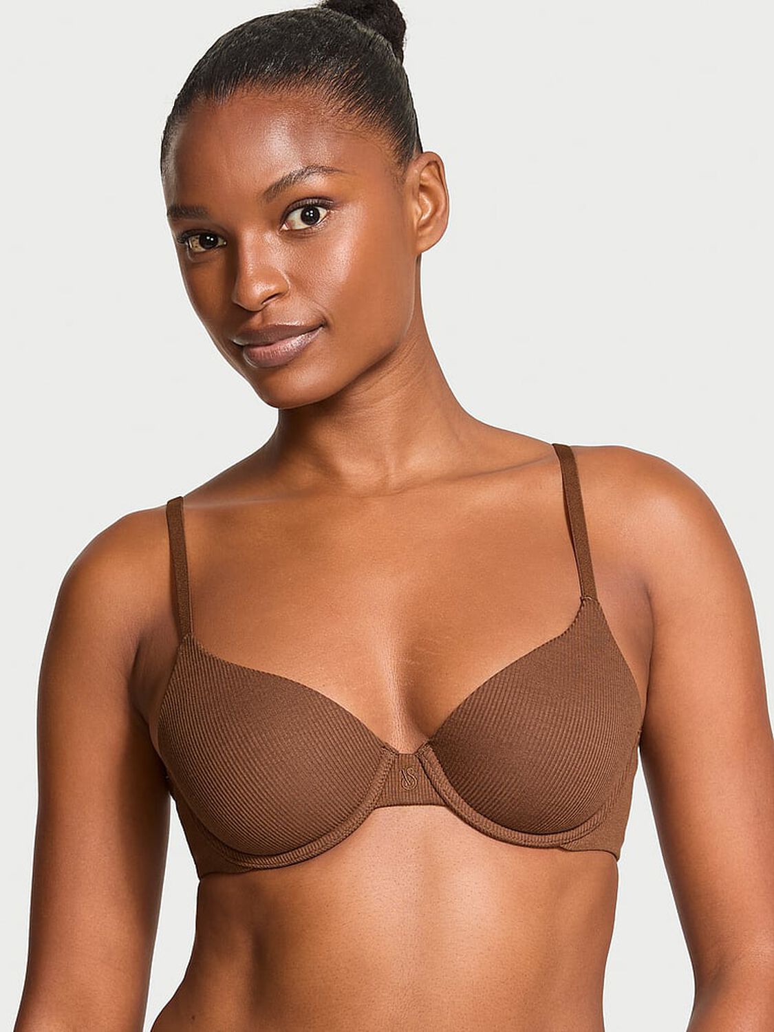 vs The T-Shirt Lightly Lined Cotton Demi Bra Mousse 1 of 3 