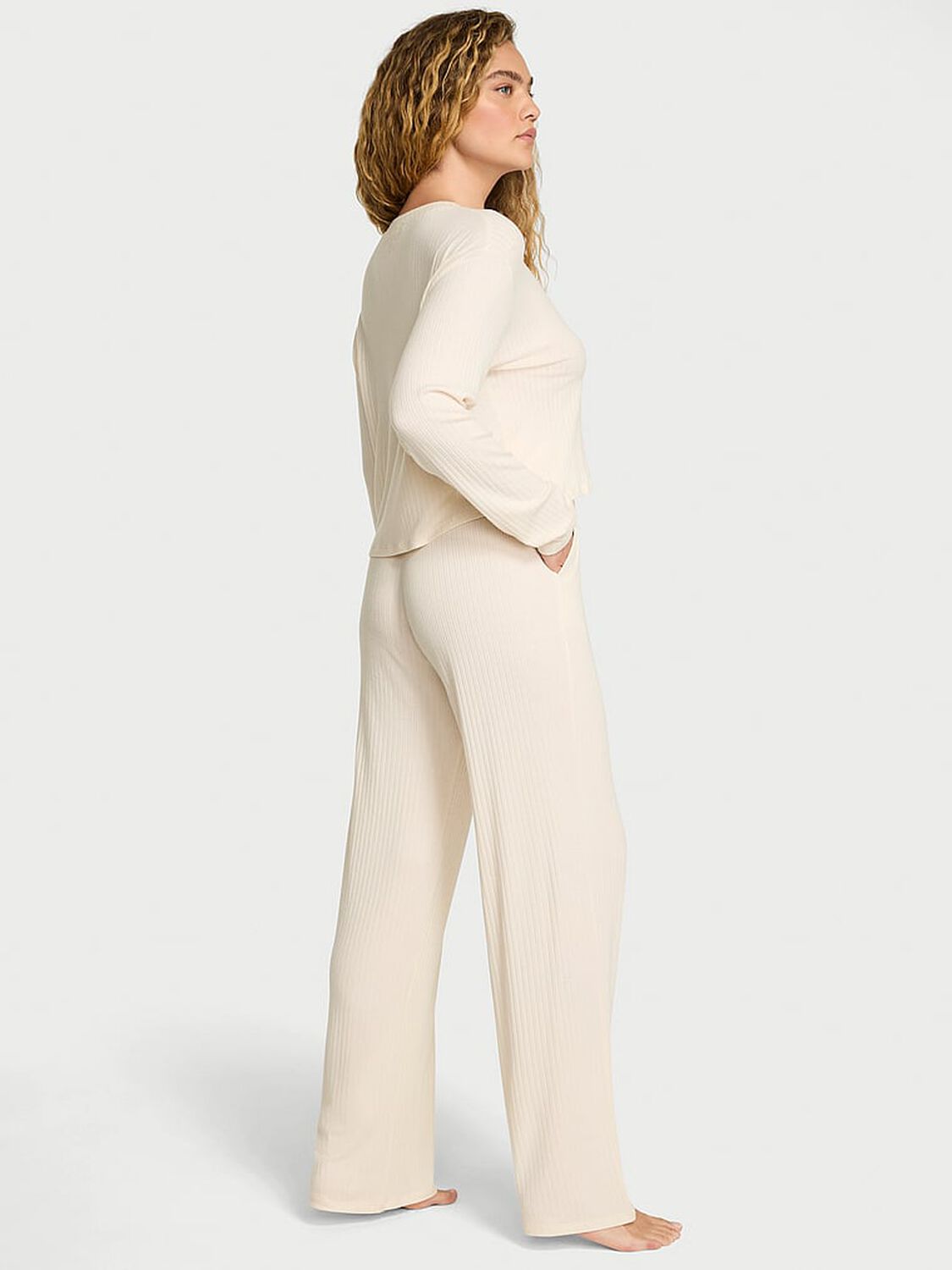 vs Victoria's Secret Modal Wide-Rib Long Lounge Set Candelight 2 of 4 