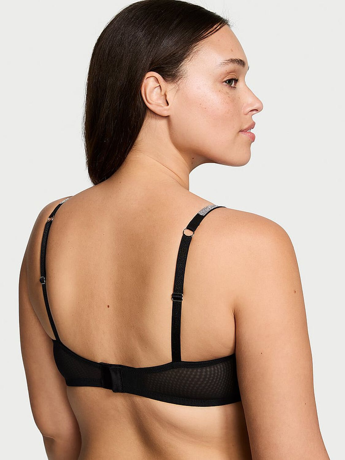 vs Very Sexy Sheer Shine Low-Cut Demi Bra Black 2 of 4 