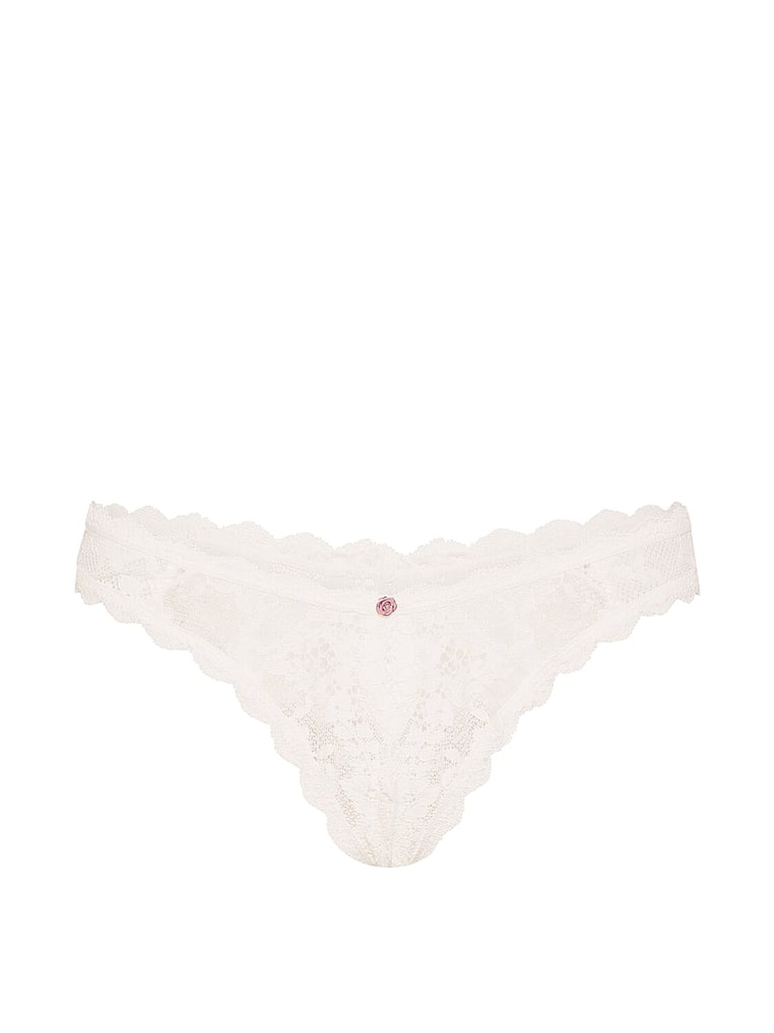 vs Dream Angels Lace Crotchless Brazilian Panty Coconut White 3 of 3 