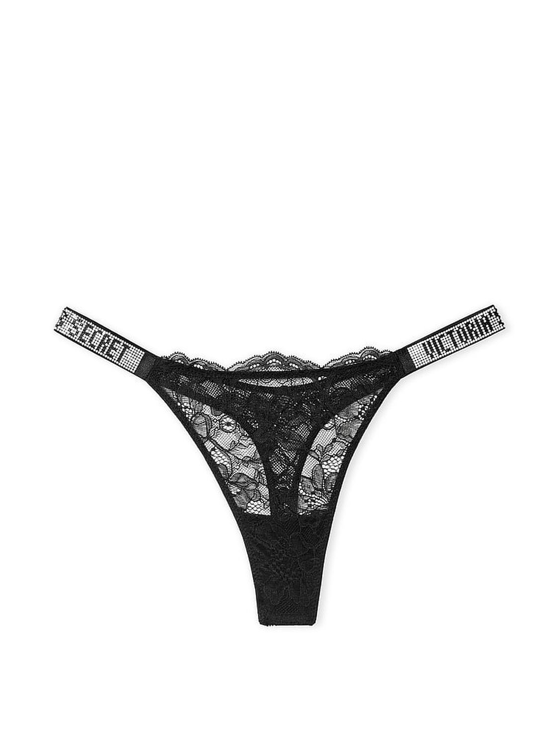 vs Very Sexy Shine Strap Lace Thong Panty Black 3 of 3 
