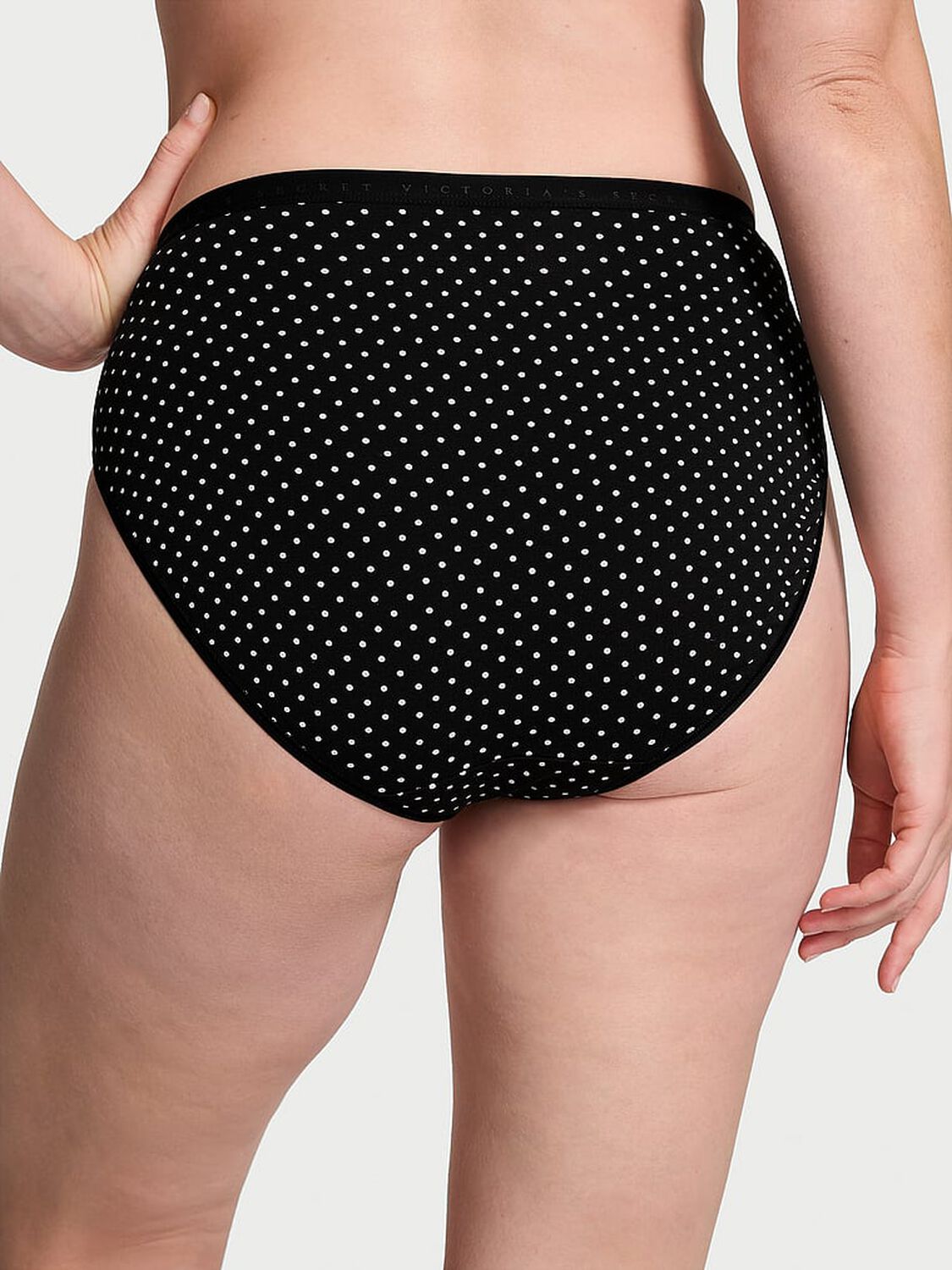 vs Victoria's Secret Stretch Cotton High-Leg Brief Panty Black Dots 2 of 3 