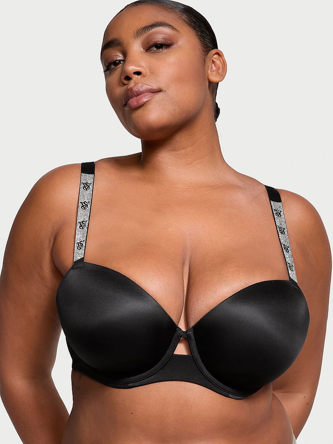 vs Very Sexy Shine Strap Lightly Lined Demi Bra Black 1 of 3 