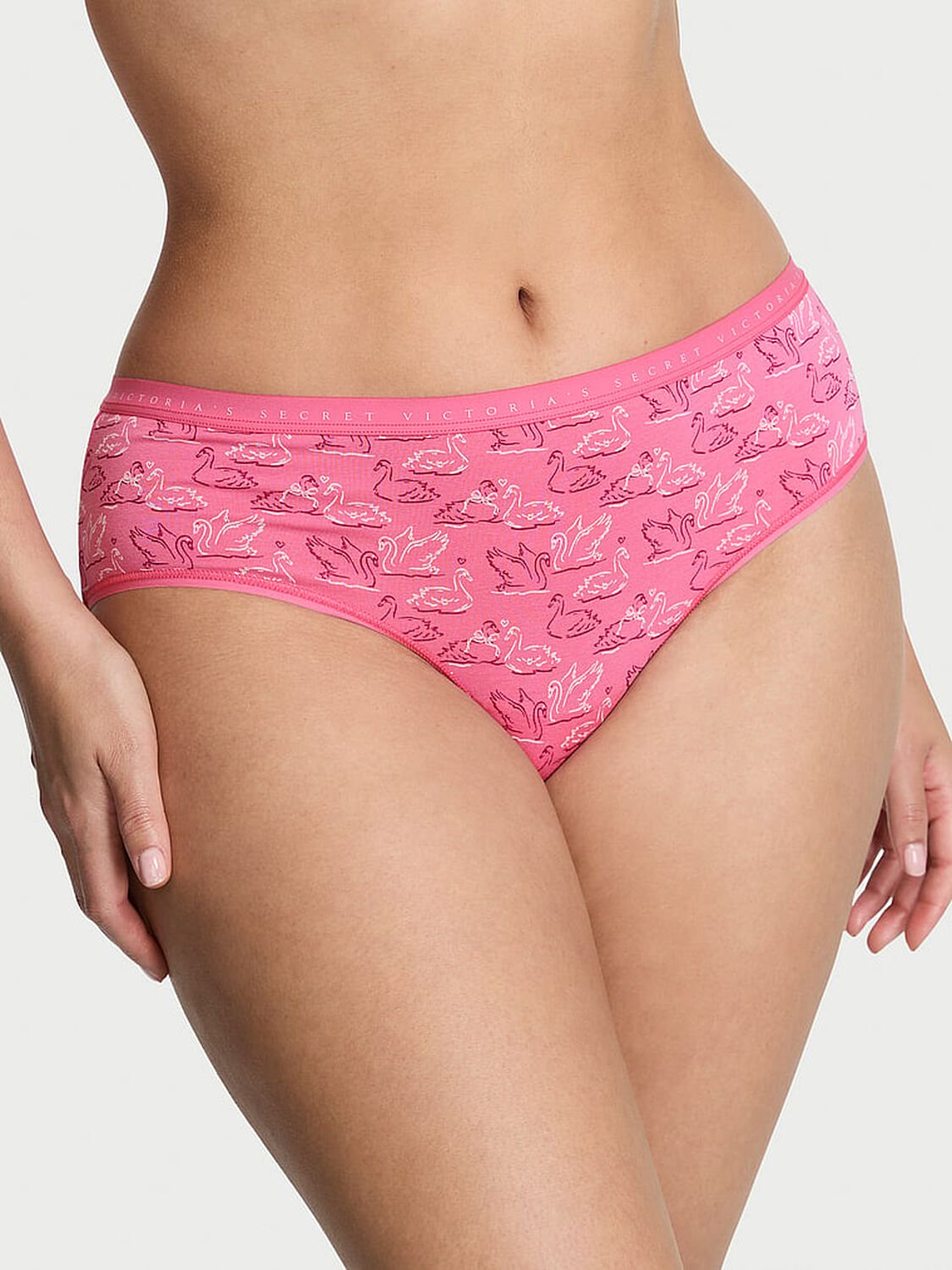 vs Victoria's Secret Stretch Cotton Hiphugger Panty Rose Garden Swans 1 of 3 