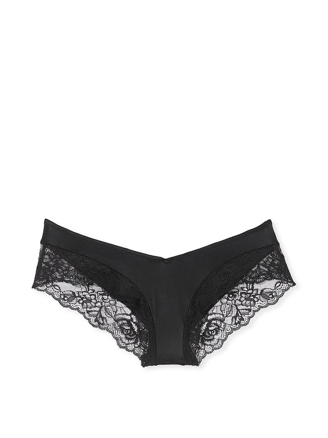vs Very Sexy Rose Lace-Trim High-Leg Cheeky Panty Black 1 of 3 